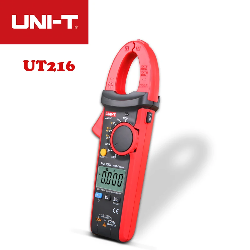 

UNI-T True RMS Digital Clamp UT216A UT216B UT216C UT216D Digital clamp meters Auto Range Resistor/Capacitor/Frequency/NCV Test