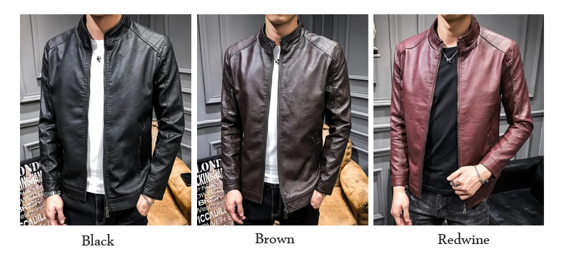 Весенние кожаные куртки и пальто 2018 Новое поступление тонкий мужской качественный кожаный жакет Новая мода chaqueta de cuero para hombre 1043