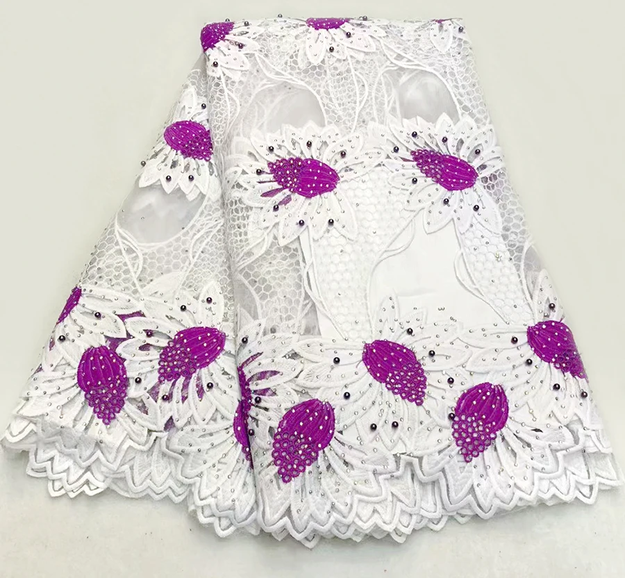 

Latest African Tulle Laces Fabrics Embroidered African Guipure French Tulle Lace Fabric With Stones for wedding dress