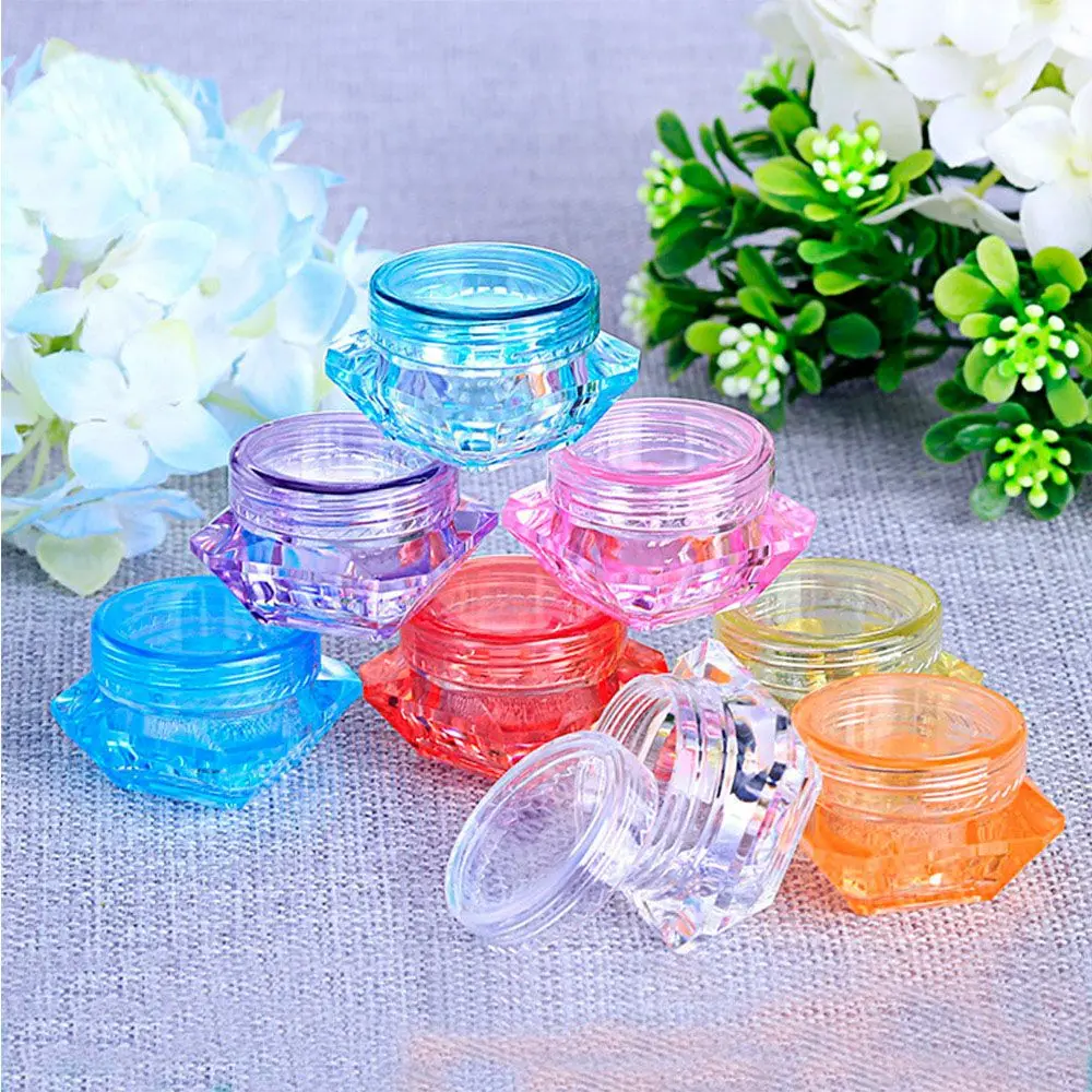 

5Pcs Empty Cosmetiec Cream Jar Bottles Small Diamond Shape Nail Art Empty Plastic Cosmetic ContainerMINI Balm Makeup Bottle Pot