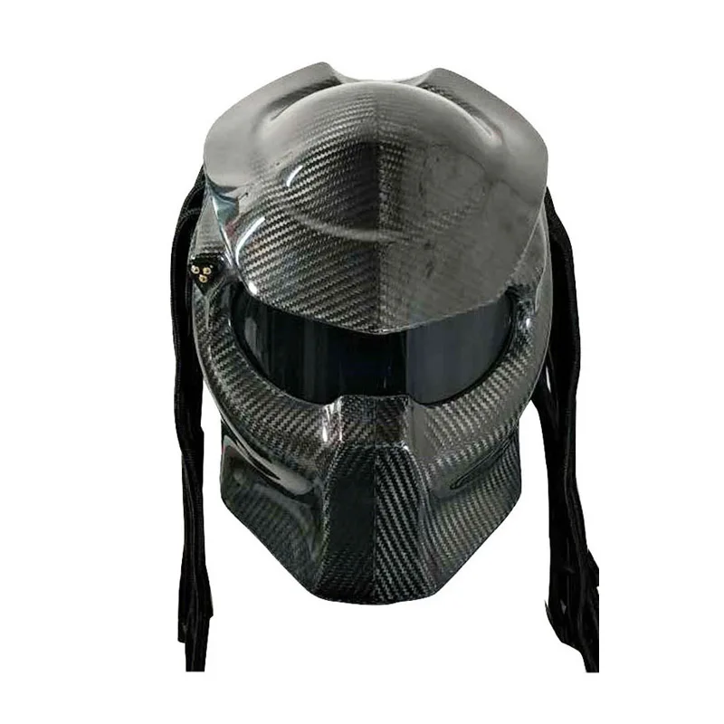 Хищник из углеродного волокна мото rcycle шлем полное лицо мото шлемы мужские ночной уличный гоночный шлем красный лазерный светильник шлем - Цвет: Black 1