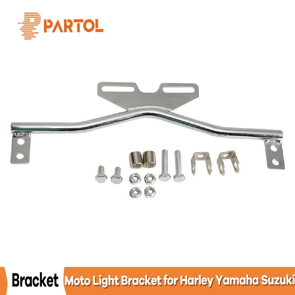 

Partol Silver Motorcycle LED Light Bracket Fog Light Turn Signal Light Holder Headlight Mounting For Honda Suzuki Kawasaki