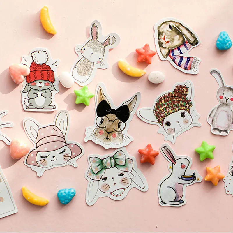

45 Pcs/box Cute rabbit Mini Paper Stickers Decoration diy Diary Scrapbooking Label Sticker Stationery kawaii School Supply