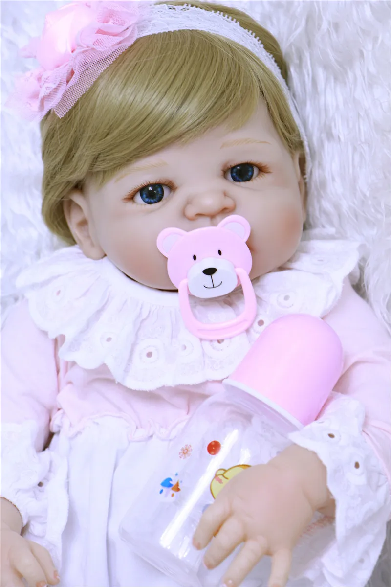 Блонд Волосы Bebes reborn 22 дюйма полностью силиконовые детские куклы DIY игрушки для
