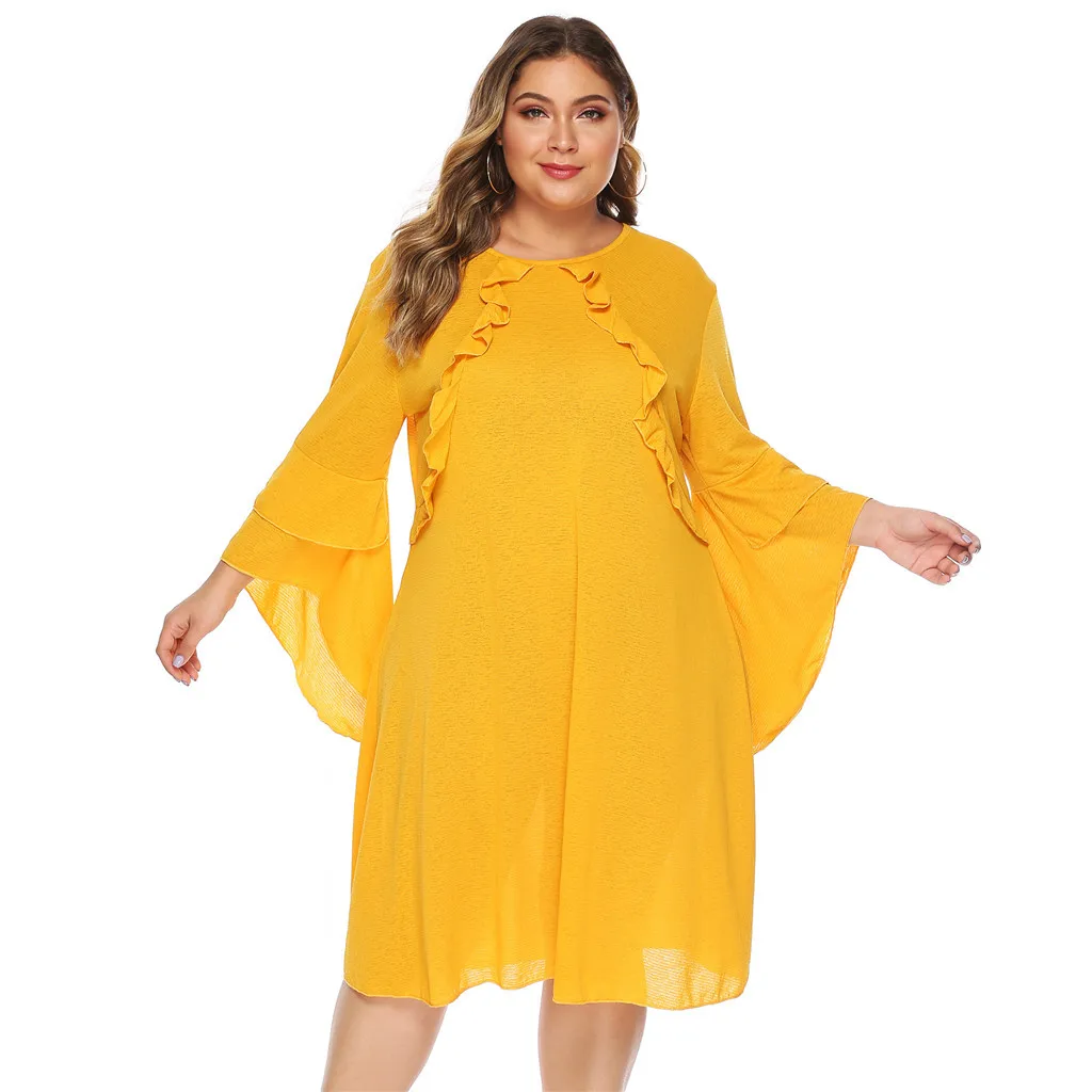 

2019 Women Plus Size Chiffon Bikini Cover Up Solid Ruffle Beach Dress Perspective Swimwear Beach Tunics Swimsuit Bathing Pareos