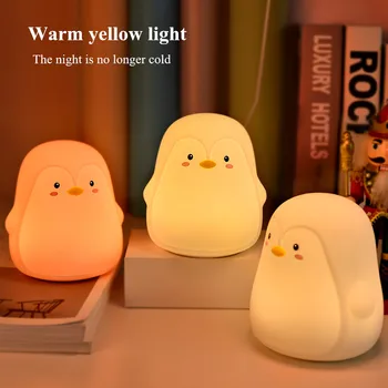

Silicone Penguin LED Night Light Touch Sensor Colorful Table Lamp USB Rechargeable Bedroom Bedside Lamp for Children Kids Baby