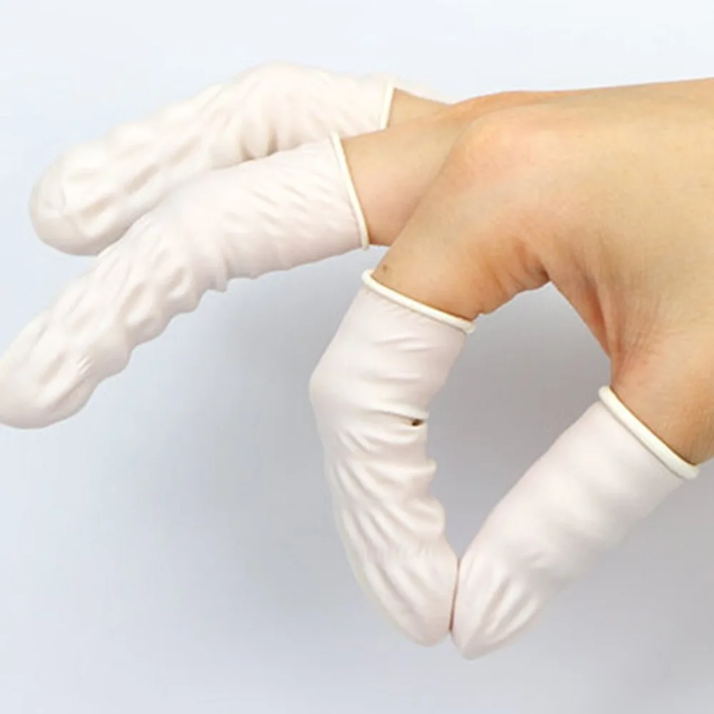 

Disposable white color anti-static guitar gloves\latex\rubber finger cots cleanroom& purification protection sets of fingers