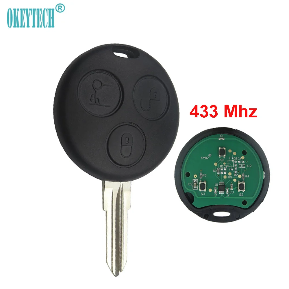 OkeyTech for Mecerdes Benz MB Smart Fortwo Forfour City Roadster Auto Remote Key Fob Blade 433MHz 3 Button Smart Card for Benz OkeyTech for Mecerdes Benz MB Smart Fortwo Forfour City Roadster Auto Remote Key Fob Blade 433MHz 3 Button Smart Card for Benz