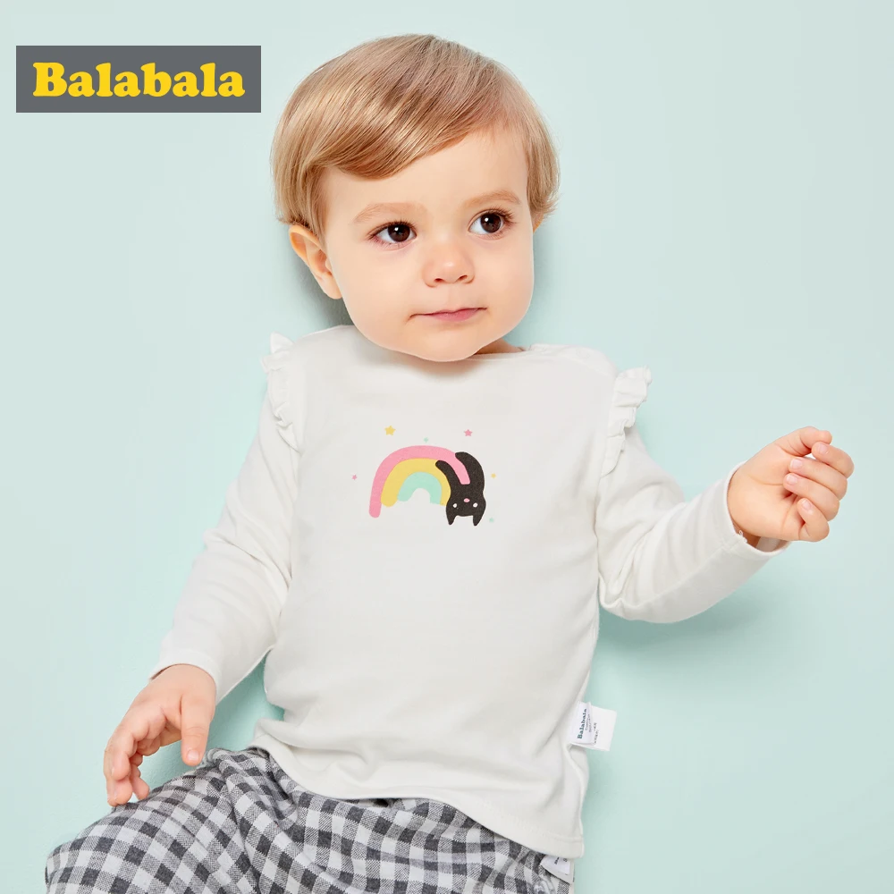 

2018 T-shirts for Baby Girls Long Sleeve Sweet and Lovely Tops T-shirt Clothes Casual Simple Cute Cotton Infant Girl Warm and Co