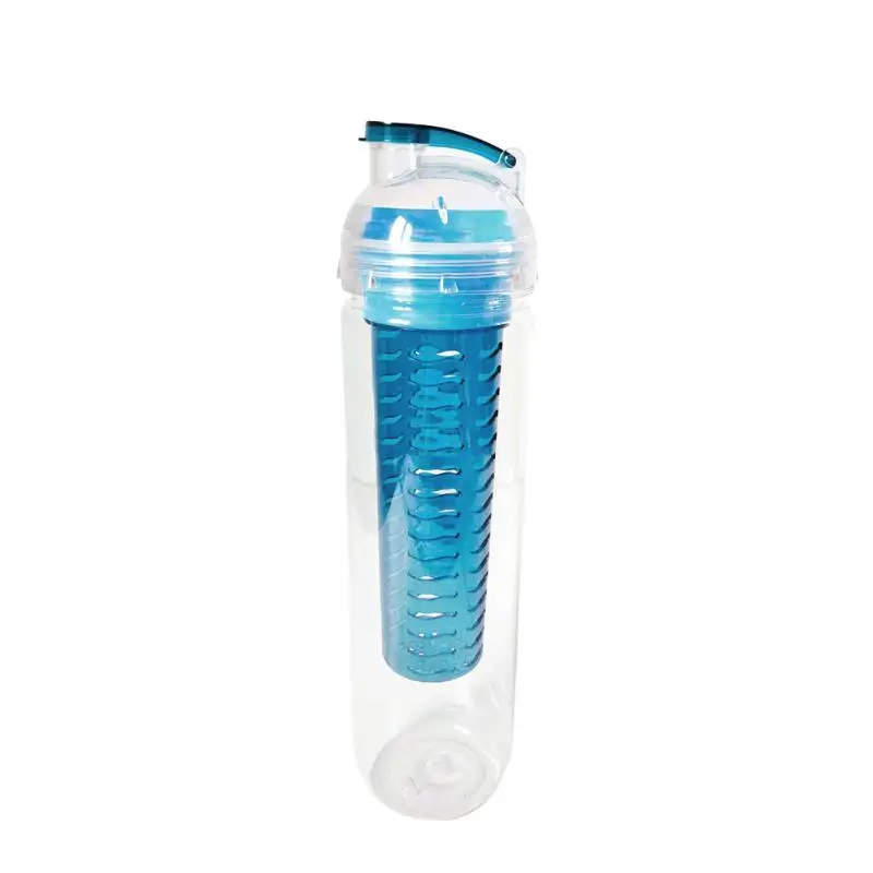 Горячее предложение 900 мл Спортивная бутылка для воды с фруктовым лимоном и соком, Экологичная пластиковая бутылка для детоксикации, откидная крышка - Цвет: blue