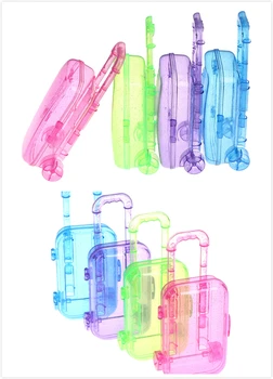 

Plastic Mini Roller Luggage Box Kids Toy High Quality Travel Trolley Suitcase For Dolls Small Storage Box Girl Birthday Gift