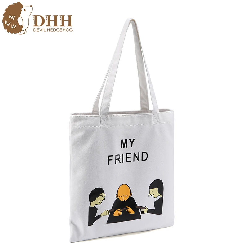 

DHH The New Canvas Bag One-shoulder Female Student Shopping Bag Simple and Large Capacity Eco Friendly Shopping Bag