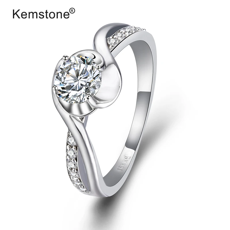 

Kemstone Exquisite Silver Rose Gold Color AAA Cubic Zirconia Ring Jewelry Gift for Women