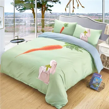 

Rabbit Carrot Bedding Sets Soft Duvet Cover Sets Europe Home Hotel Sanding Textiles Pillowcase For Adults Kids Capa De Edredon