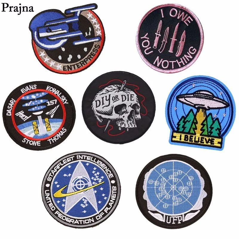 

Prajna Astronaut UFO Space Patch Stalker Alien Planet Embroidered Iron On Patches For Clothing Garment Fabric Patches Applique