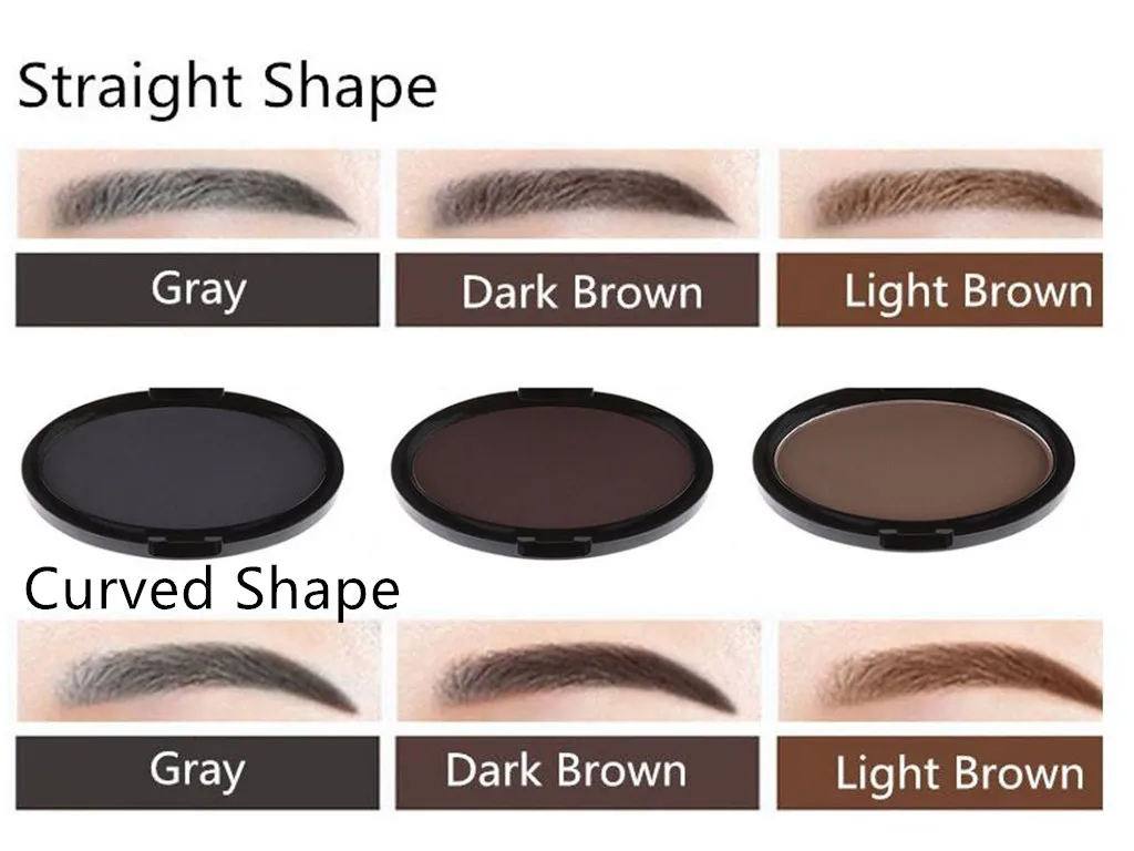 

3Colors Eyebrow Powder Seal Eyebrow Shadow Set Waterproof Eyebrow Stamp Straight Curved Shape Brow Stamp Powder Palette Stamper