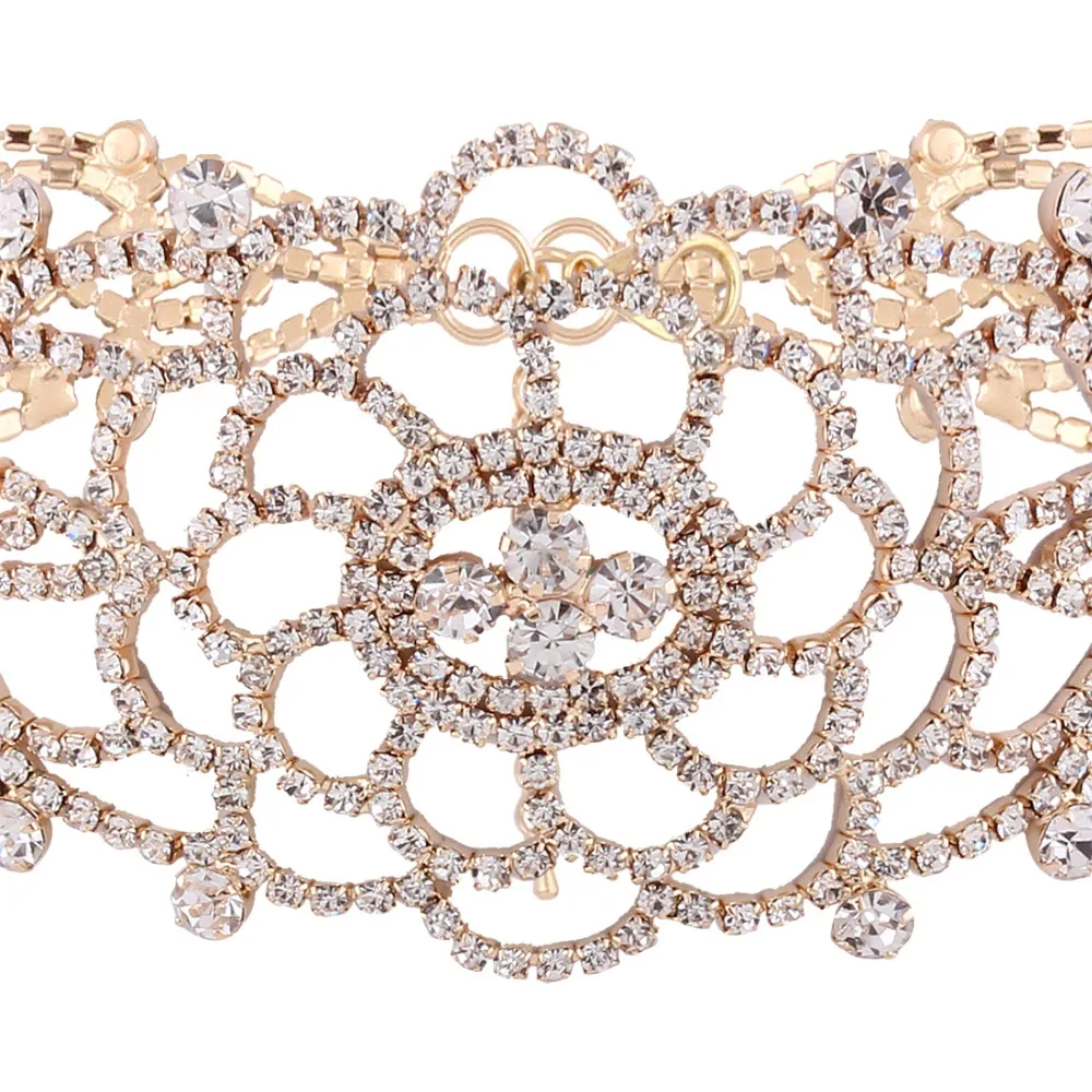 Сексуальный роскошный полый горный хрусталь кристалл чокер-ожерелье Элегантное свадебное ювелирное изделие аксессуары для женщин чокер#228747