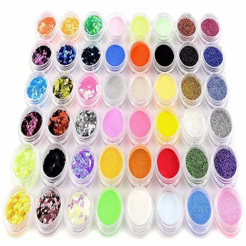 Free Shipping 48 different types of glitter sequins acrylic powder