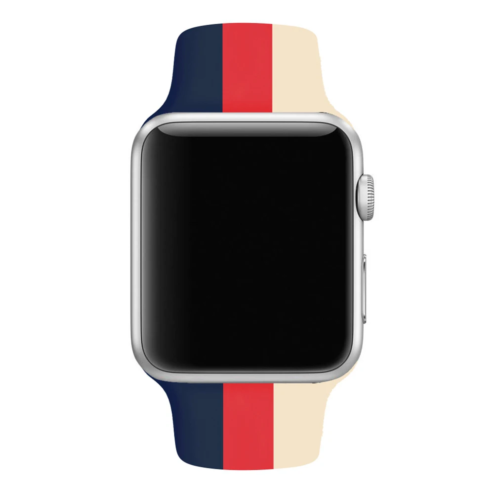 Цветной мягкий силиконовый спортивный ремешок для Apple Watch 38 мм/42 мм/40 мм/44 мм на
