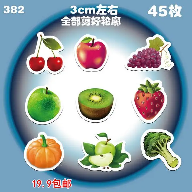 

Free shipping 45pcs/1set Vegetable fruit Stationery Scrapbooking Stickers 3D Noctilucent sticker note Decoration label