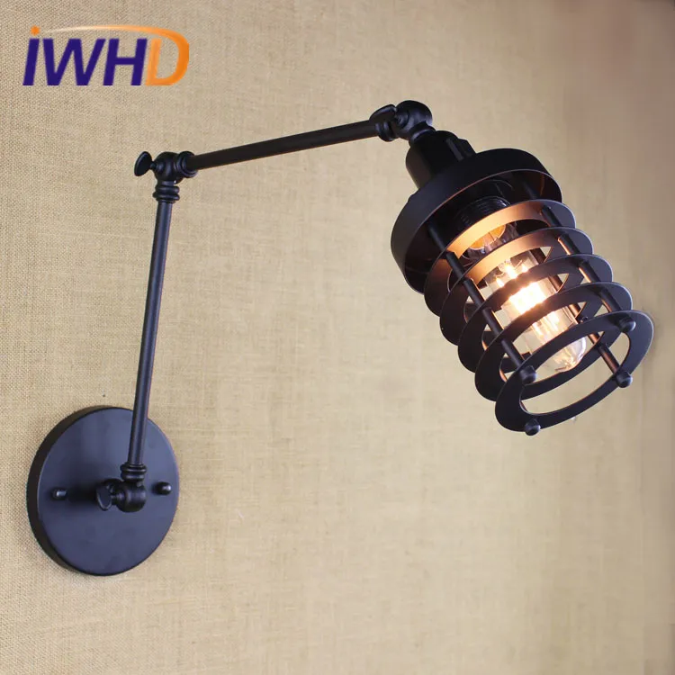 

IWHD Iron Rocker Arm Loft LED Wall Lamp Retro Vintage Industrial Wall Light RH Bedside Lights Fixtures Home Lighting Luminaire