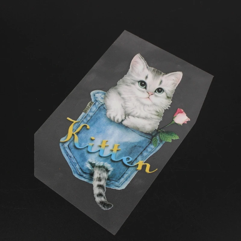 

DIY Appliques Flower Cat Bag Patch Iron On T-shirt Dress Heat Transfer StickeR