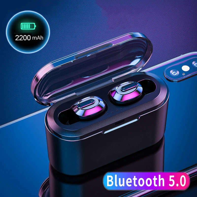 

TWS True Wireless Earbuds Stereo Bluetooth 5.0 Headphones Mini TWS Waterproof Headfrees with 2200mAh Power Bank Can Charge Phone
