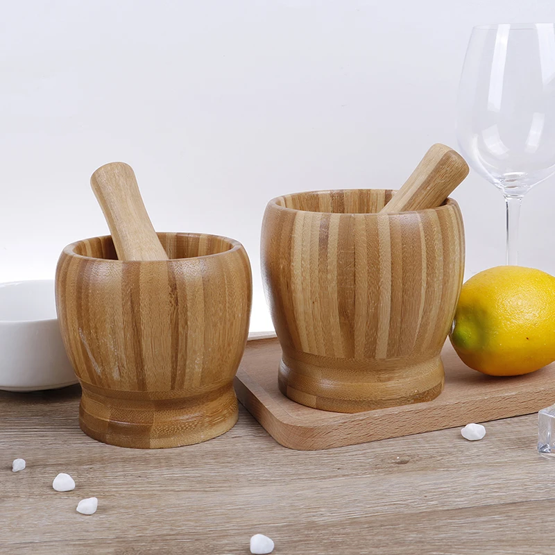 Mill Wooden Mortar And Pestle Set Garlic Pot Grinding Bowl Kitchen Tools & Gadgets Herb Mill Crusher