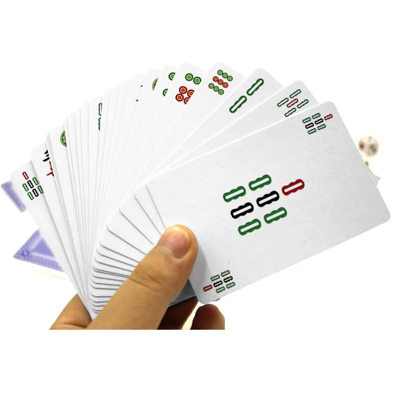 Лучшее предложение маджонг игры набор путешествия маджонг 144 карт+ 2 кости китайские традиционные классические карточные игры настольные игры