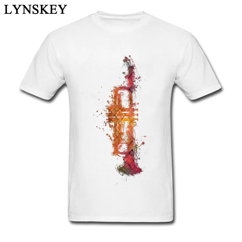 Discount Cool Summer Fall Trumpet Short Sleeve T Shirts All Cotton Round Neck Mens Tops Tees Classic Tee-Shirt Top Quality Trumpet white