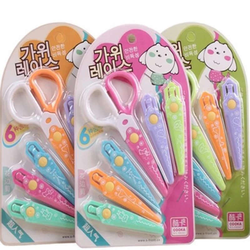 1 комплект Kawaii пластиковые ножницы для резчик бумаги; Скрапбукинг для детей офисные школьные принадлежности корейские канцелярские