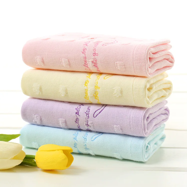 

double layer kid hand towel non-twist children embroidered washcloth gauze face cloth for boy or girl