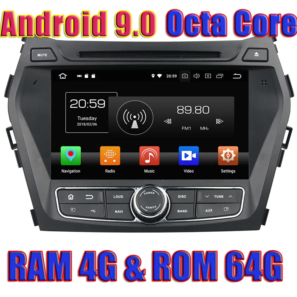 Wanuary Octa Core Android 9 0 автомобильный DVD Autovideo плеер для Hyundai IX45/Santa Fe 2013-2014 GPS навигация 2 Din