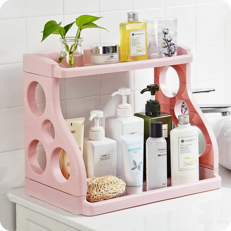 

8% A Double Layers Spice Seasoning Rack Stand holder Quality Plastic Kitchen Organizer Seasoning Jar Storage Shelf