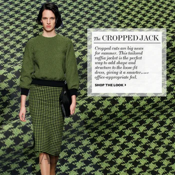 

Deep green double faced houndstooth wool fabric 650grams per square