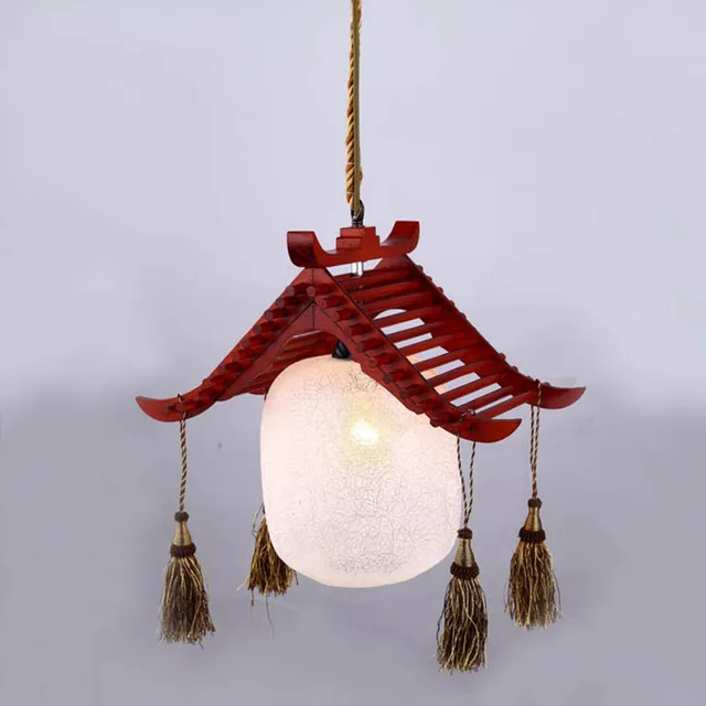Chinese style garden Retro glass Led ceiling lights plafond lamp for