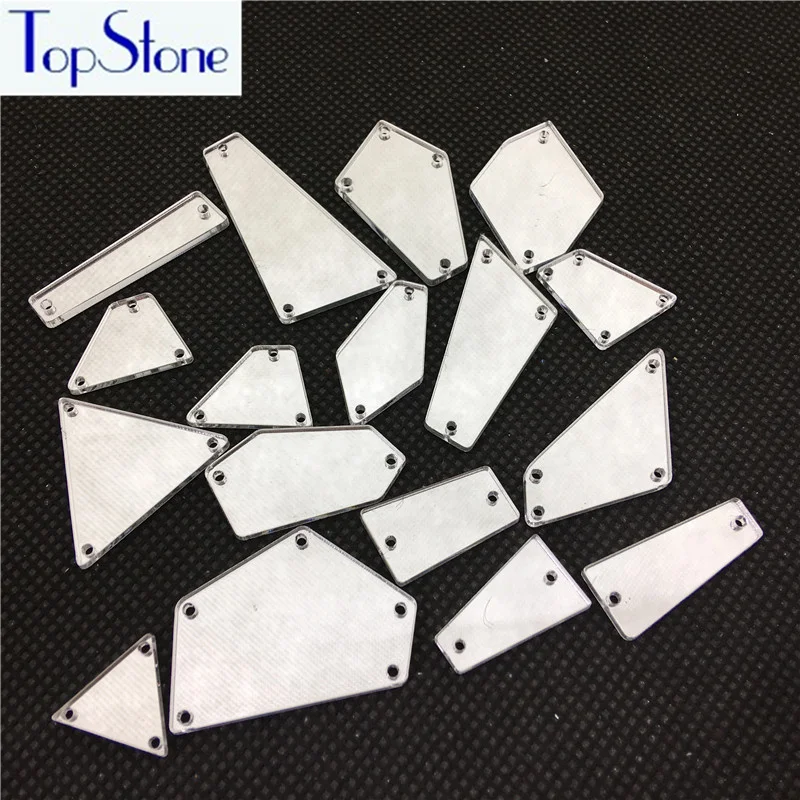 

TopStone Mirror sew on rhinestones 30 Shapes flatback acrylic Sew-on Stone 30pcs for Dress clothing accessories