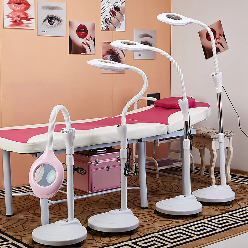 

Hotsale LED Magnifying Light Floor Lamp Magnifier with Stand Flexible Adjustable Gooseneck Beauty Salon Jewelry Reading Light