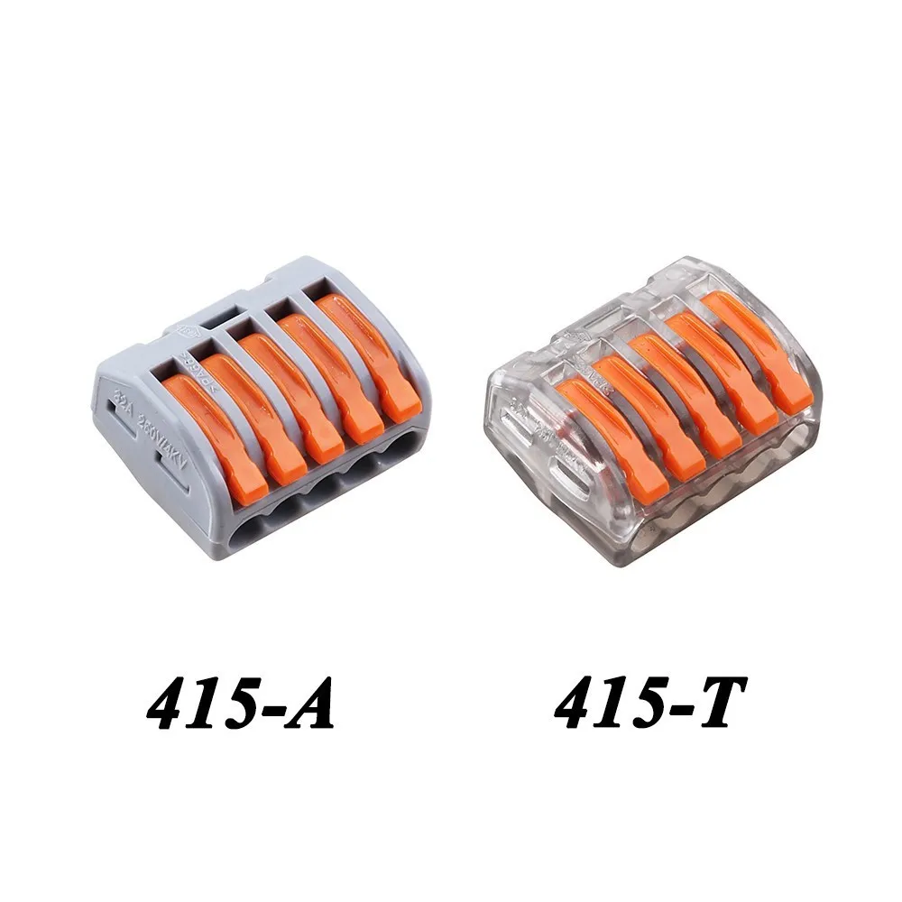 

(10pcs/lot) Wago 5Pin Universal Compact 5 Wire Connector Conductor Terminal Block 222-415 PCT-215 type Transparent