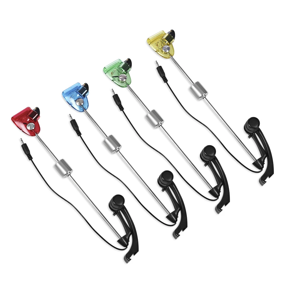 

HOT Selling 4PCS/BOX Fishing Bite LED Carp Flashing Swinger Indicator Alarm Hanger Tackle Set Warning tool for outdoor fishing