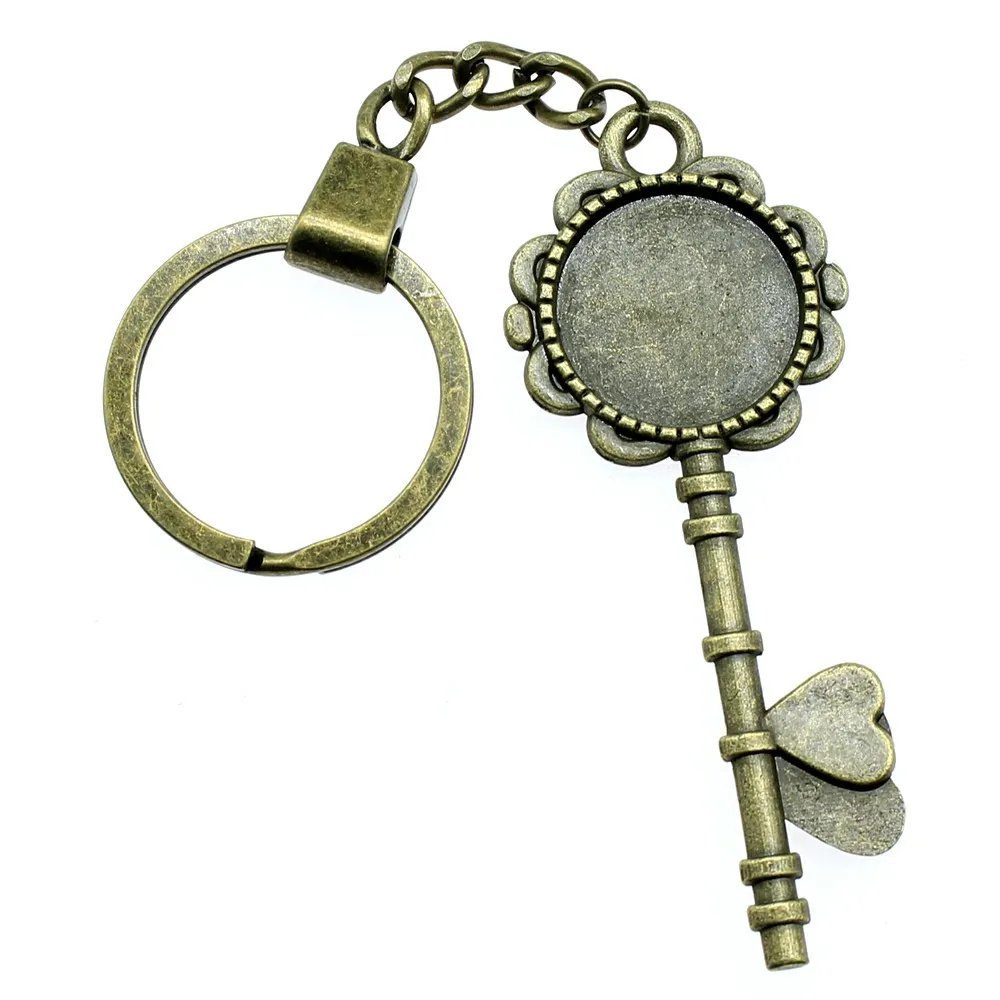 

WYSIWYG 2pcs Round Inner Size 20mm Key Style Cabochon Base Setting Key Chain, DIY Cameo Setting Base Keychain Accessories