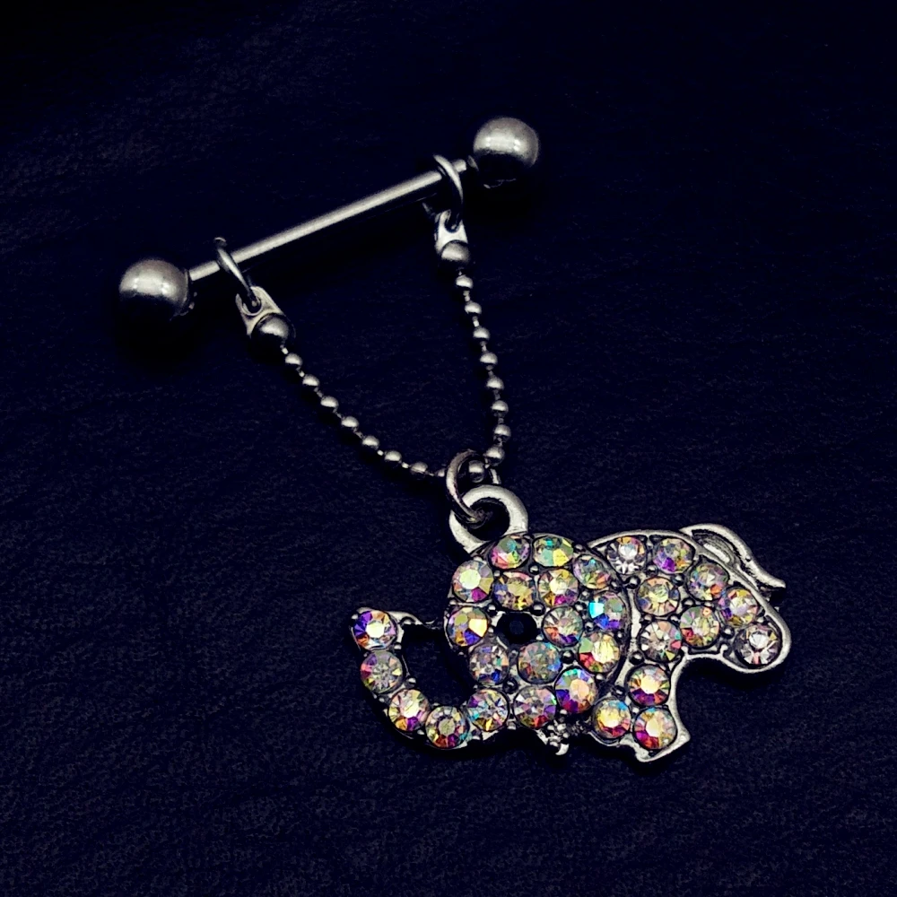 2017 Fresh Summer Style  Elephant Nipple Piercing, Sexy Bar Rings Jewelry Creative Punk Body Jewellery Women Men Gift 2 Pcs
