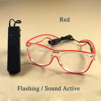 

Trendy Sound Control EL Cable Rope Fluorescent Sunglasses Christmas Decor Led Bulbs Neon Light Blinking Glasses as Concert Props