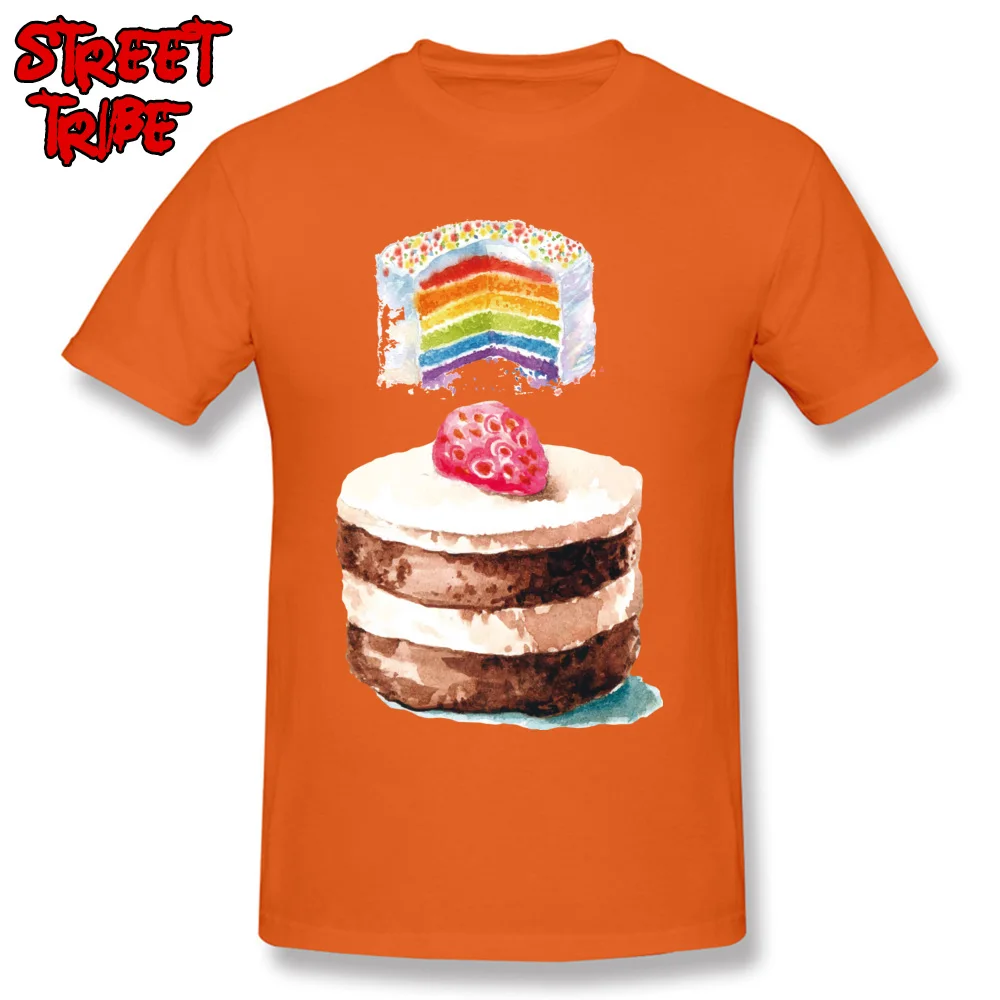 birthday cake 38289 Tops T Shirt Cute Crewneck 3D Printed Short Sleeve Cotton Fabric Adult T-Shirt Custom Tops T Shirt birthday cake 38289 orange