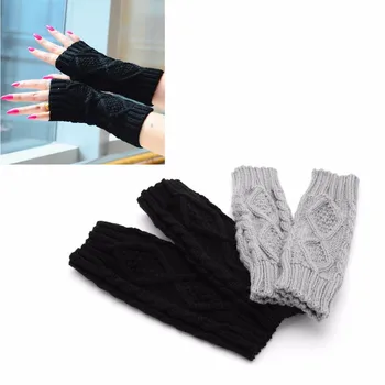 

Women Winter Wrist Arm Hand Warmer Knitted Long Fingerless Gloves Mitten
