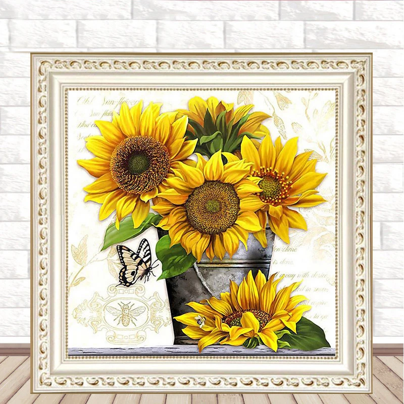 5D Full Square Drill Sunflower Diamond Painting Cross Stitch Handcraft Floral Plant Diamond Embroidery Mosaic Artwork Home Decor (5)