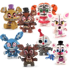 8 pcs/set Five Nights At Freddy's Golden Freddy Foxy Bonnie Chica foxy Mini Action Figure Toys brinqudoes Head Movable freddy fazebear chica foxy full face latex mask costume toys five nights at freddy fnaf halloween horror mask brinqudoes l2079