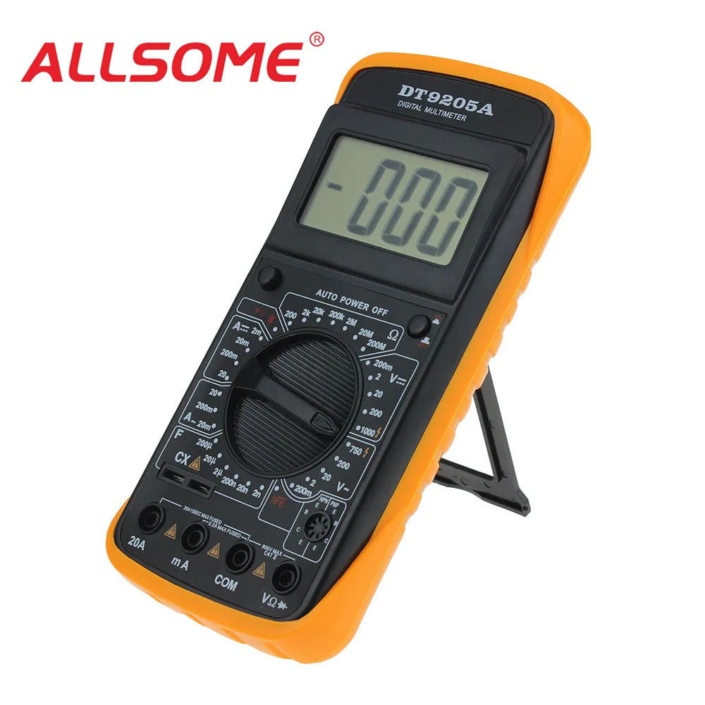 

ALLSOME DT9205A AC DC LCD Display Professional Electric Digital Multimeter Handheld Tester Meter Multimetro Ammeter MT001