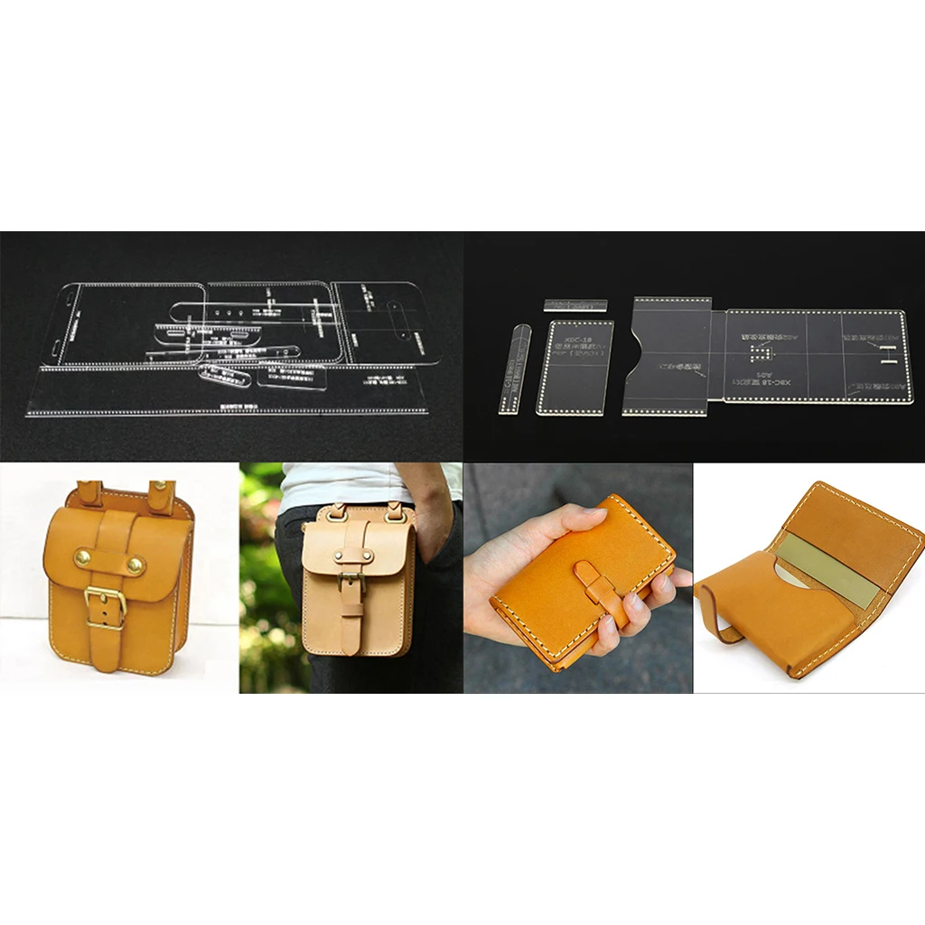 13Pcs Wallet Leather Template Clear Acrylic Leather Template Kit Tool for DIY Leathercraft Bag