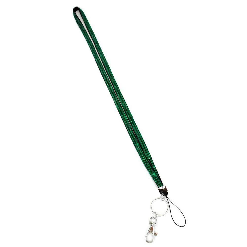 Bling со стразами ремешок ID Знак Брелок держатель карты - Цвет: Green
